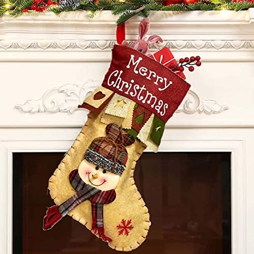 #Lxbnky Божиќни големи чорапи карирани со кадифен манжетни за декор за порибување торба за подароци
