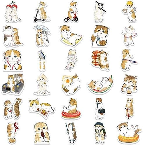 64 парчиња мачки симпатични налепници за шишиња со вода, налепници за животни со цртани филмови Каваи за деца тинејџери, смешни винилни декорации