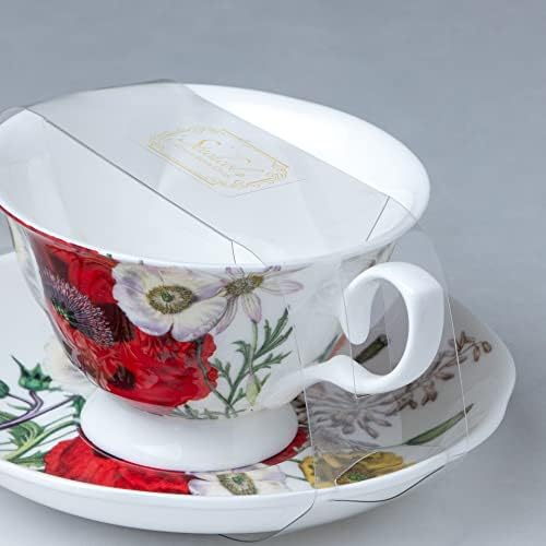 Gracie Bone China China Poppy Field Teacup and Sasuer 8-унца…