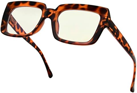 Очила За Очила За Очи-Читачи На Филтри За Сина Светлина Жени-Заштита ОД УВ420 Преголеми Квадратни Очила За Читање-Желка +1,25