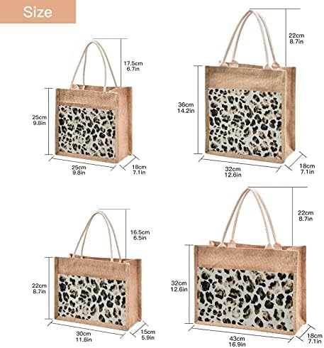Sinestour леопард жито јута торба со торбички за подароци со рачка торбичка торбичка за еднократна употреба на намирници за жени за жени