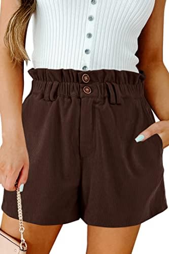 Ролмама женски високи половини шорцеви 2023 обични летни еластични удобни кратки панталони со џебови