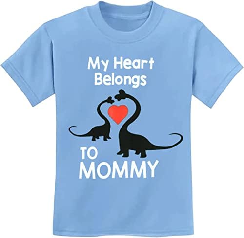 Маица за Денот на мајката за девојки за деца Азбука Моето срце му припаѓа на мама кошула со кратки ракави, диносаурус маички врвови 1-7 години