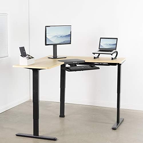 Виво 17 инчен аголен биро за приклучок за монтирање на тастатурите за тастатура под Desk на работните станици во форма на L, црна, биро-AC07S