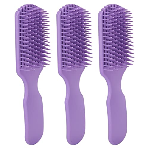3 парчиња четка за коса шуплива широка заби пластична анти -статичка масажа што ја разгледува косата чешел за сите влажни сува коса
