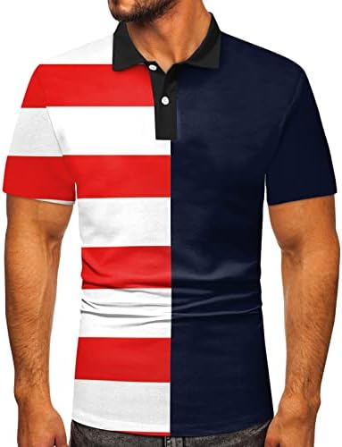 XXBR летни поло маици за мажи со краток ракав шарени крпеница тенок фит копче вратот голф врвови обични спортски тениски манчиња