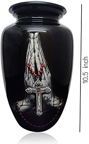 Кремација урн Класичен дизајн на рацете за човечка пепел за погреб, висина 10,5 инчи со кадифена торба H