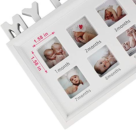 Estamico мојата прва година рамка за бебиња за чување на слики за сеќавања на фотографии, бело