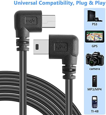 PASOW MINI USB CABLE CABLE USB 2.0 A-Male to Mini-B Car возило за напојување адаптер за адаптер за адаптер за Dash Cam Rearview