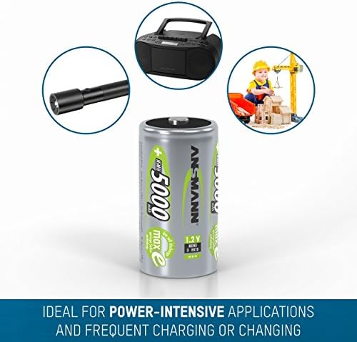 ANSMANN Полнење D Батерии 5000mAh maxE подготвен2користете Nimh Професионална D батерија претходно наполнета Моќност Accu За фенерче