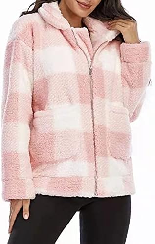 Класична блуза за спојување за жени со долг ракав Фестивал на скијање, топла блуза Проверена со џебови Полиестер