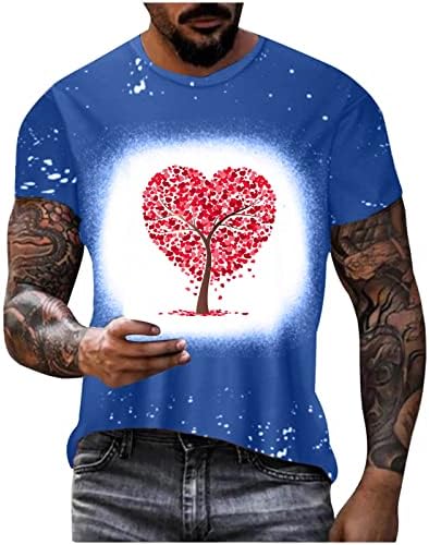 Краток ракав Валентин кошула за мажи модно чукање на срцето графичко печатење маички врвови кул смешни маици трендовски улична облека
