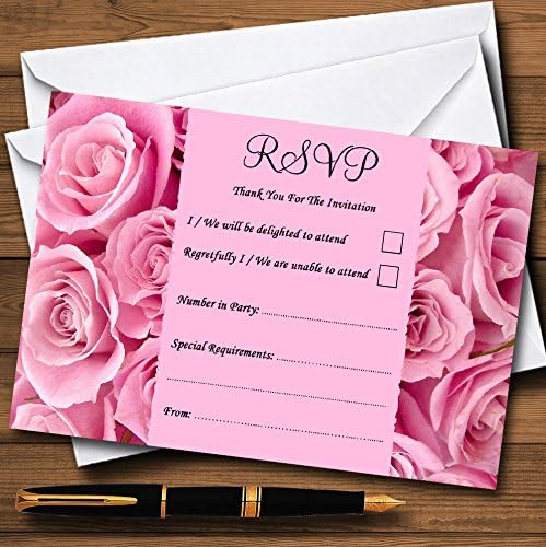 Убави Розови Рози Персонализирани RSVP Картички