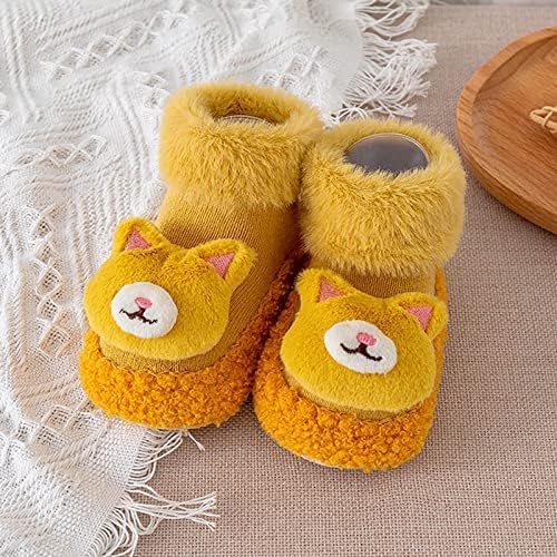 Обувки за новороденчиња за новороденчиња Зимски чевли меко дно во затворен простор, без лизгање топло подот, чевли за печатење на животни