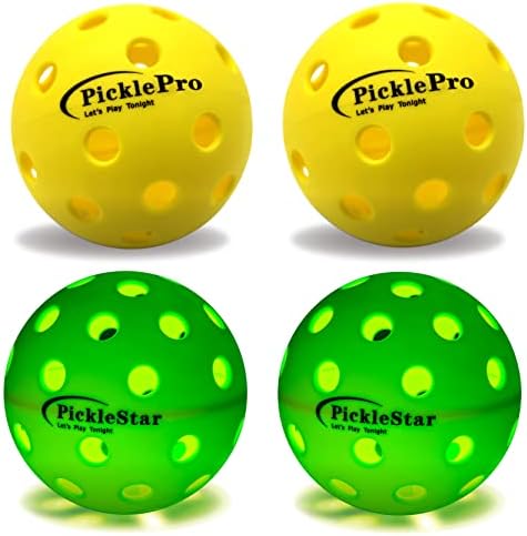 Picklestar 2 LED осветли топки од пикабол во комплет со 2 редовни топки на надворешно пикбол во комплет со батерии за замена
