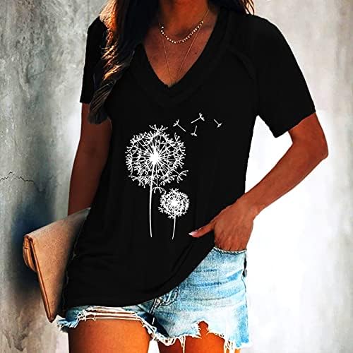 Women'sенски 2023 летна мода симпатична секси елегантна удобна излегување плус големина печати обична маица со кратки ракави