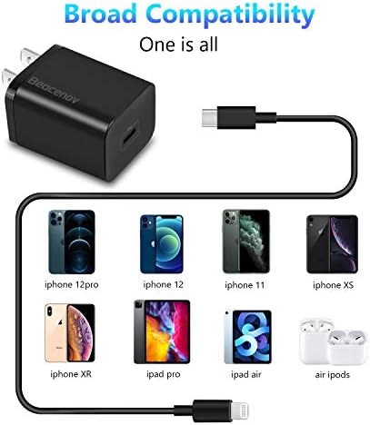 20W USB-C адаптер за напојување, Брз блок за полнач, блок за полнење Beacenov Type C компатибилен со iPhone 14/iPhone 13/iPhone 12/iPhone 11/iPad
