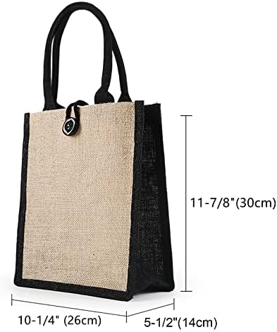 Топти мала торба за прицврстување со рачки за затворање и јаже, природна торба за плажа на јута за жени, торба за намирници за еднократно користење