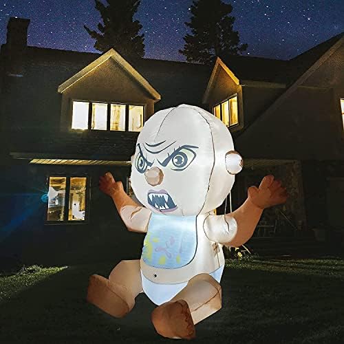 Goosh 4 ft Ноќта на вештерките надувување зомби бебе со градежни LED диоди, разнесени дворски декорации на отворено застрашувачко