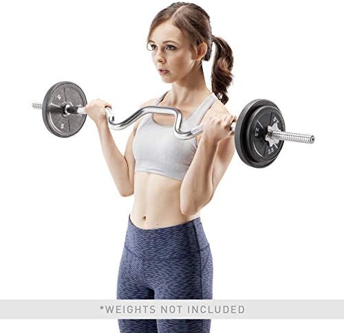Marcy Triceps and Biceps Combo Curl Bar за 1-инчни плочи за тежина за кревање тежина Додаток за домашна салата TBC-51