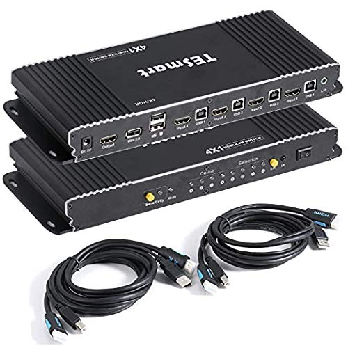 TESmart HDMI Kvm Прекинувач Поддршка UHD 4k 60Hz USB 2.0 Уреди со 2 Парчиња 5ft Kvm Кабли