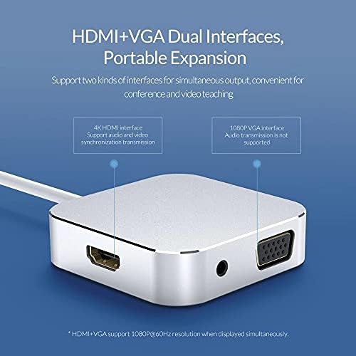 CHYSP USB Type-C до HDMI-компатибилен VGA Audio USB3.0 Адаптер Докинг станица за MacBook Type C USB 3.0 центар