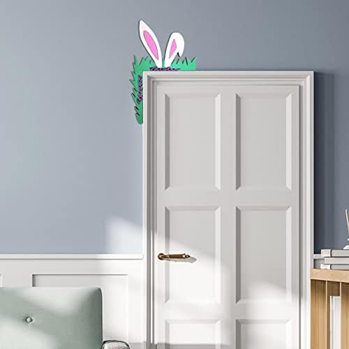 Декорации за празници Ден на вinesубените Ден на Велигденска врата декорација среќна велигденска пролет дрвена зајак уши врата рамка