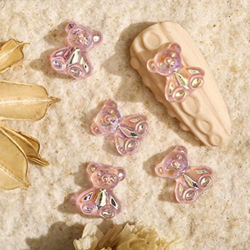 Гуангминг - 100 парчиња бонбони кристални мечки украси за уметност, 3Д мечка смола додатоци за уметност, мали и симпатични, погодни за професионален салон, домашен но?