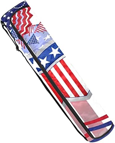 Американско Знаме Канис латранс Јога Мат Торби Со Целосна Поштенска Јога Торба За Носење За Жени Мажи, Носач За Јога За Вежбање Со Прилагодлив