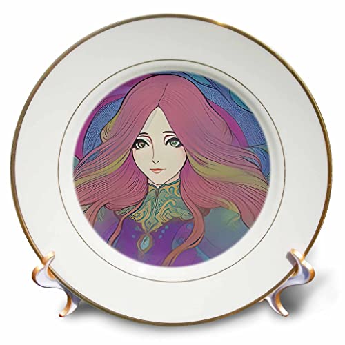 3drose Art Nouveau Woman. Исклучителна млада принцеза со подарок за виолетова коса - плочи