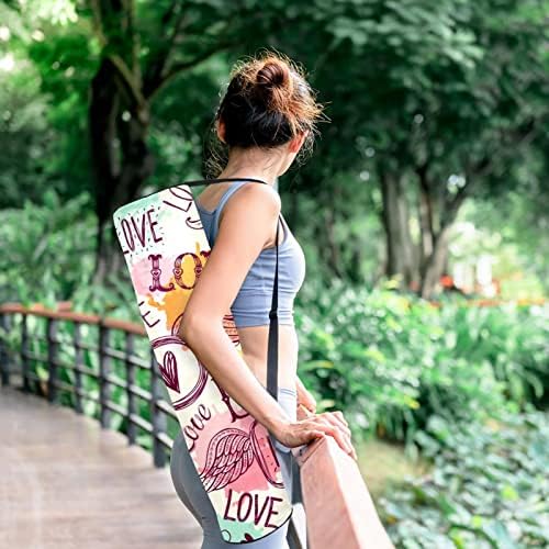 Писмо Loveубовни графити крилја разнобојни торбички за носач на јога мат со рамената лента за јога мат торба торба за плажа торба