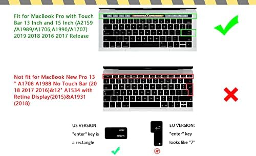 HRH Корејски јазик Силиконски тастатура Корица компатибилен за MacBook Pro со допир бар 13 инчи и 15 инчи 2019 2018 2018 2017 издание