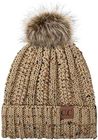 C.C ексклузиви нејасни плетени крзно пом -бени капа