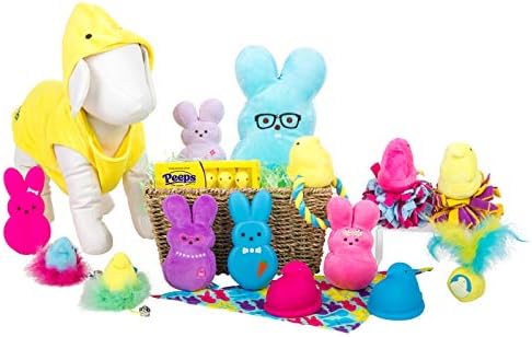 Peeps for Pets Plush Bunny Toy за кучиња, розов цвет, средна големина | Забавен начин да го задржите вашето домашно милениче со часови | Мека,