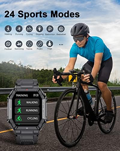 Siemorl Smart Watch За Мажи, Воен Спорт 1.85 Инчен Екран На Допир Bluetooth Часовници За Повици Со Крвен Притисок, Монитор За Отчукувањата