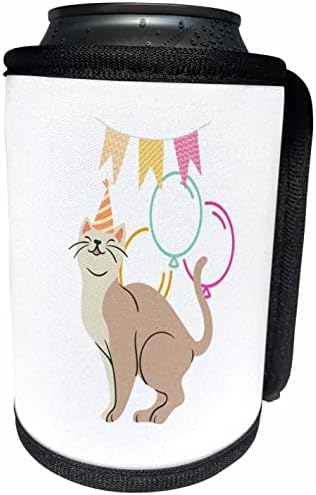 3дроза Слика на мачка во капа за роденденска забава со балони и. - Може Ли Поладно Шише Заврши