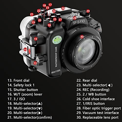 Море жаби Водоотпорен Камера Домување Компатибилен Со Sony FX-3 16-50MM IPX8 40m/130ft Максимална Длабочина Нуркање Подводна Камера Случај За Нуркање,
