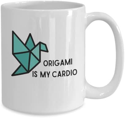 Чаша за кафе оригами, кригла Оригами, подарок за некој што сака оригами, оригами кран, оригами е мојот кардио