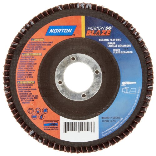Norton Blaze R980p Абразивен размавта диск, тип 27, навојна дупка, поддршка од фиберглас, керамички алуминиум оксид, 7 Дија., 80 решетки