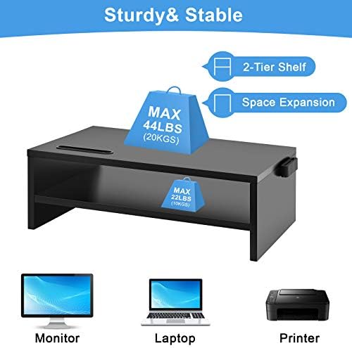 Marbrasse Monitor Stand Riser, 2 пакет 16,5 инчи 2 нивоа на компјутерски монитор, држач за полица за печатачи за складирање на екранот