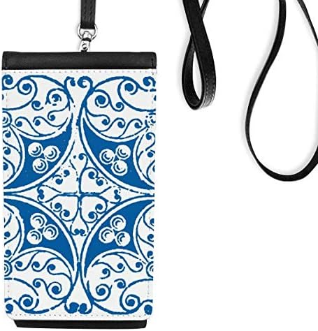 Декоративна шема на талавера илустрација Телефон паричник чанта што виси мобилна торбичка црн џеб