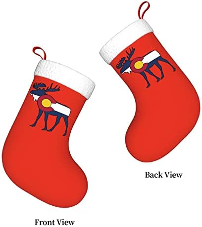 QG ZZX Колорадо знаме лос облик Божиќно порибување Божиќни чорапи камин виси чорап 18 инчи Декорација на одмор