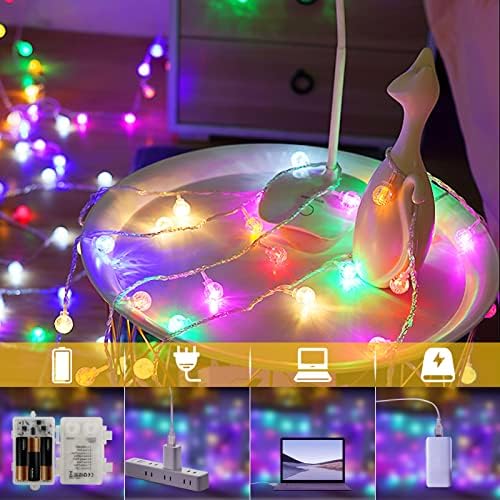 Божиќни светла на отворено водоотпорна, 12 режими кожа линија 47ft LED LED светла светла- оперирани/УСБ-боја на бојата, тајмер, затворени светла