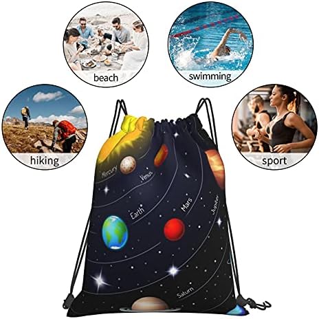 Торба за влечење за девојчиња Toprint Solar System Planets Ackpack пливање јога спортски спортски пакет со ситни вреќи вреќички торба торба