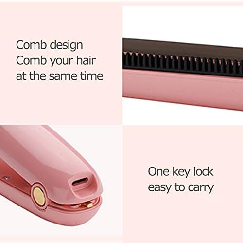 USB преносен преносен засилувач за коса, мини безжичен рамен железо професионален салон за квалитет на преносна алатка за железо за коса USB