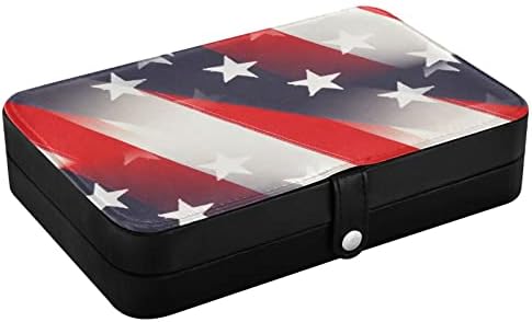 Џеј ЏОЈСЕЈ Американско Знаме Патување Кутија За Накит Организатор Мала Кутија За Накит Стп Кожна Обетка Организатор Пренослив