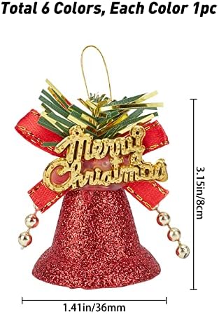GORGCRAFT 6 парчиња Божиќно Ѕвоно Украс Шарени Виси Џингл Ѕвонче Украси Пенливи Божиќни Топчиња За Новогодишна Елка Украси И Фестивал