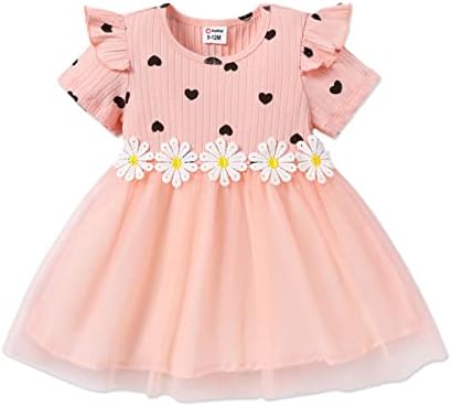 Патпат бебе девојки фустани краток ракав Туту фустан цветен тул фустан цвет девојче забава роденденска принцеза фустани