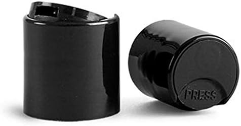 Премиум есенцијално масло 2 унца Космо тркалезни шишиња, ПЕТ пластично празно полнење без БПА, со црно притискање на капачињата на дискот