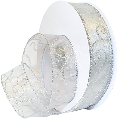 Morex Ribbon Swill Ribbon, 1,5 x 50 yd, бело/сребро